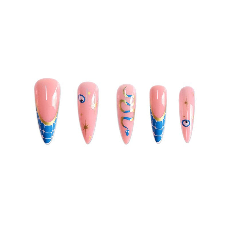 Artistic Stiletto Press-On Nails with Unique Design Acalora