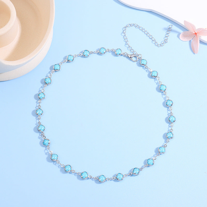 Floral Charm Choker Necklace Acalora 1788164322
