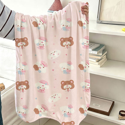 Cute Cartoon-Themed Fleece Blanket