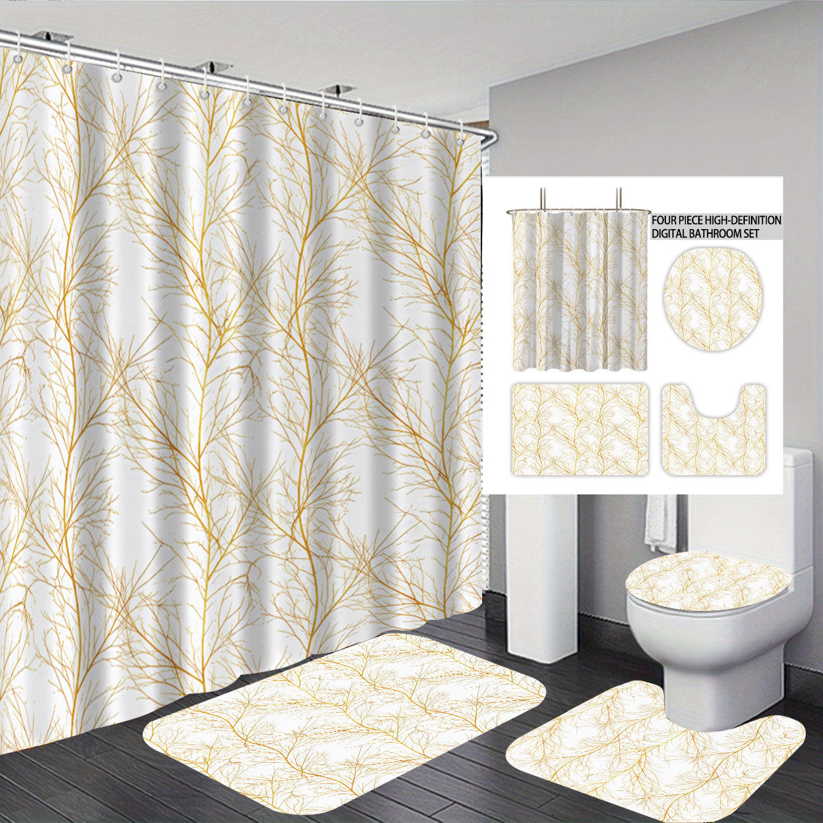 Digital Botanical Bathroom Décor Set
