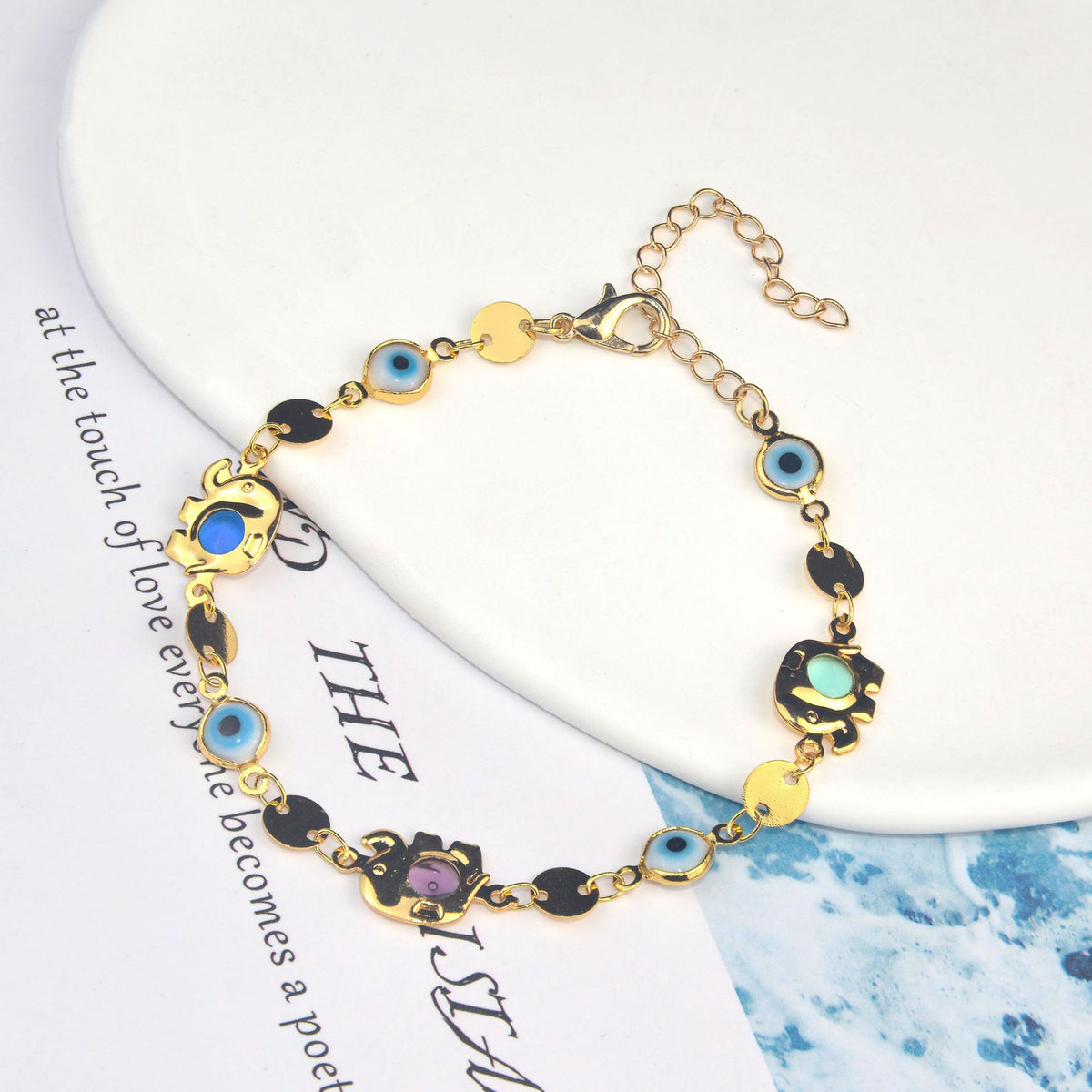 Colorful Eye Charm Statement Necklace Acalora