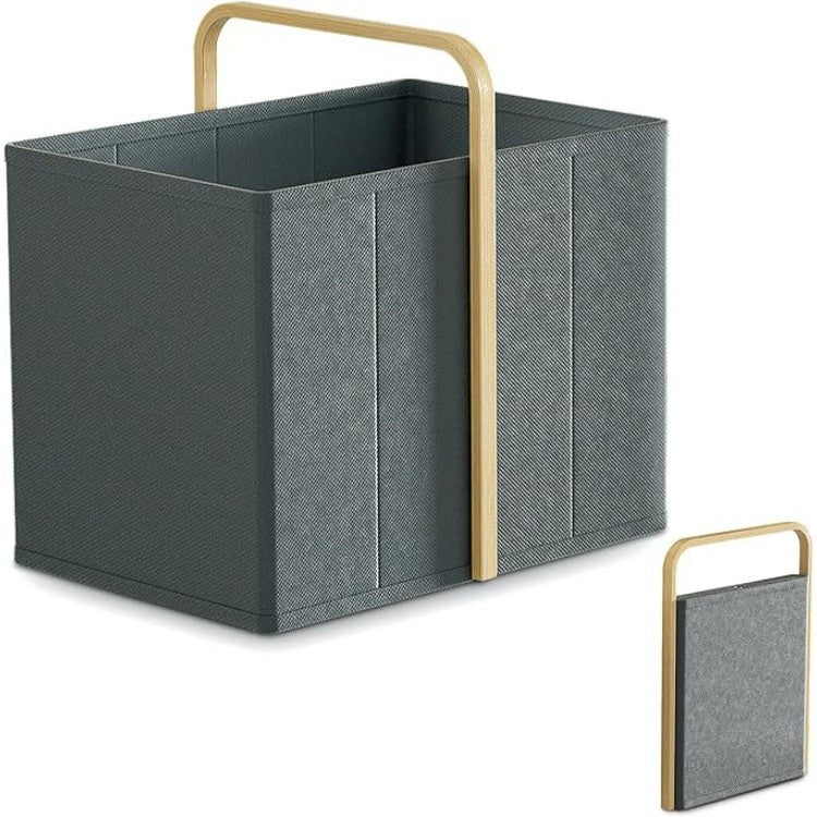 Modern laundry basket with wooden handle Acalora