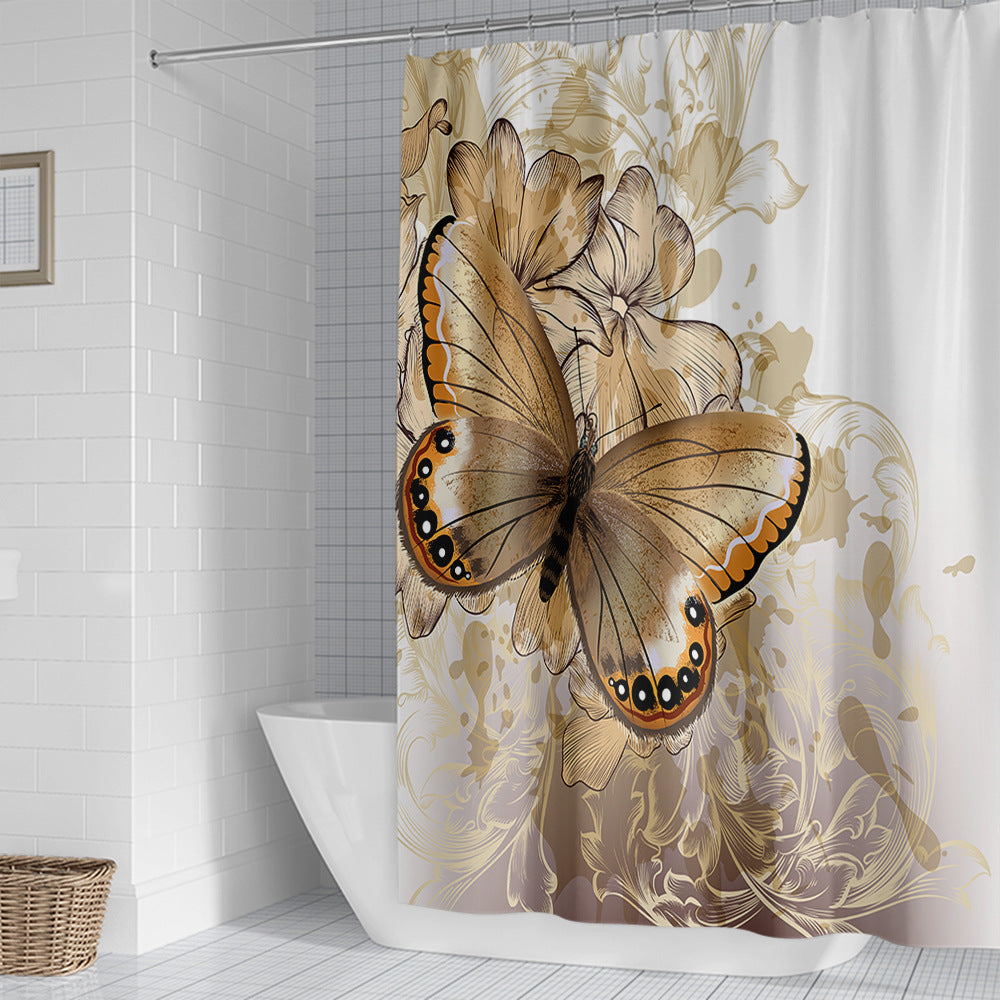 Butterfly-Inspired Floral Shower Curtain