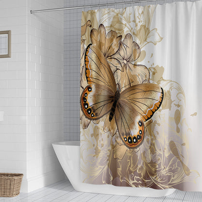 Butterfly-Inspired Floral Shower Curtain