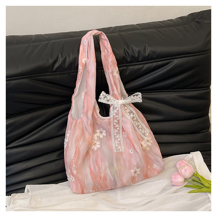 Elegant Floral Printed Shoulder Tote Bag Acalora