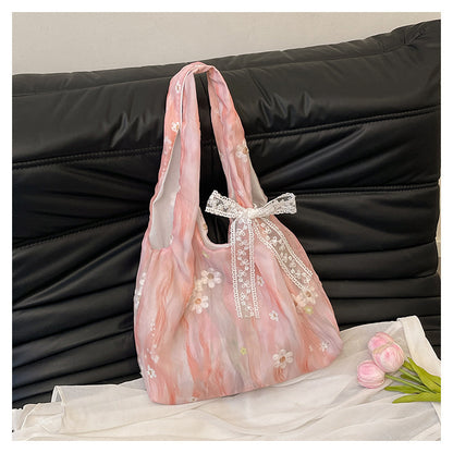 Elegant Floral Printed Shoulder Tote Bag Acalora