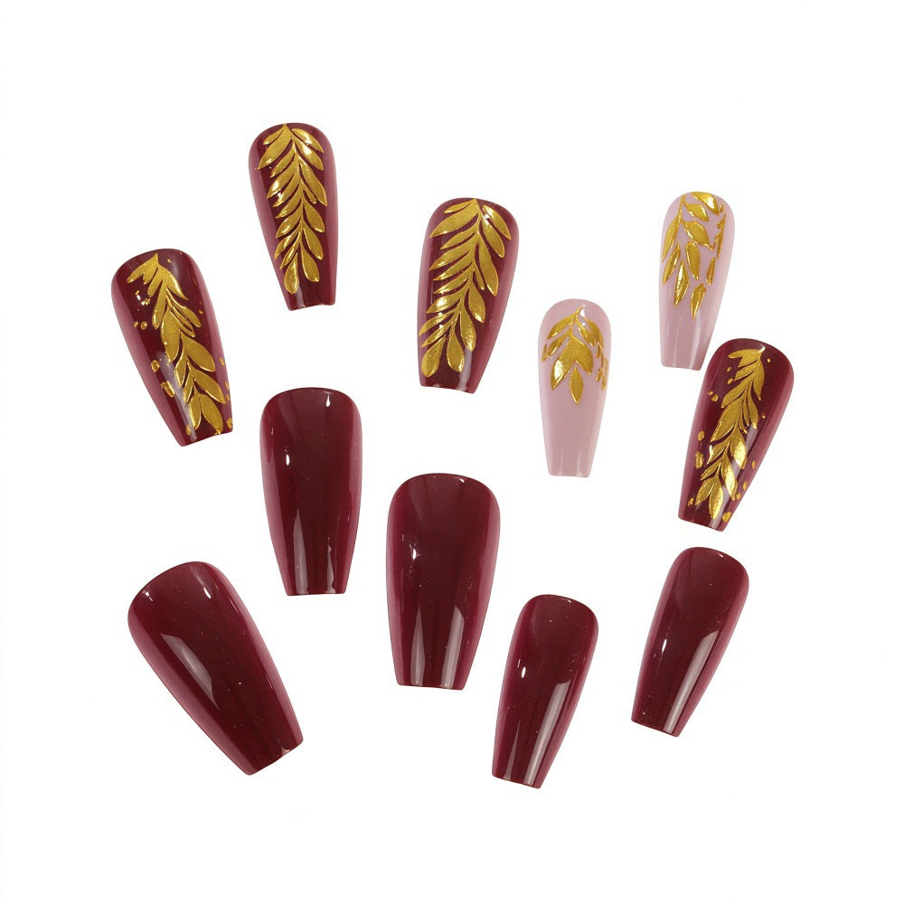 Elegant artificial nails with gold decoration Acalora