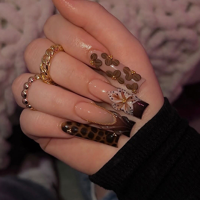 Floral and Gem Embellished Press-On Nails Acalora