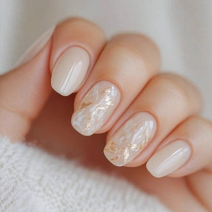 Artificial nails in elegant French tip design Acalora