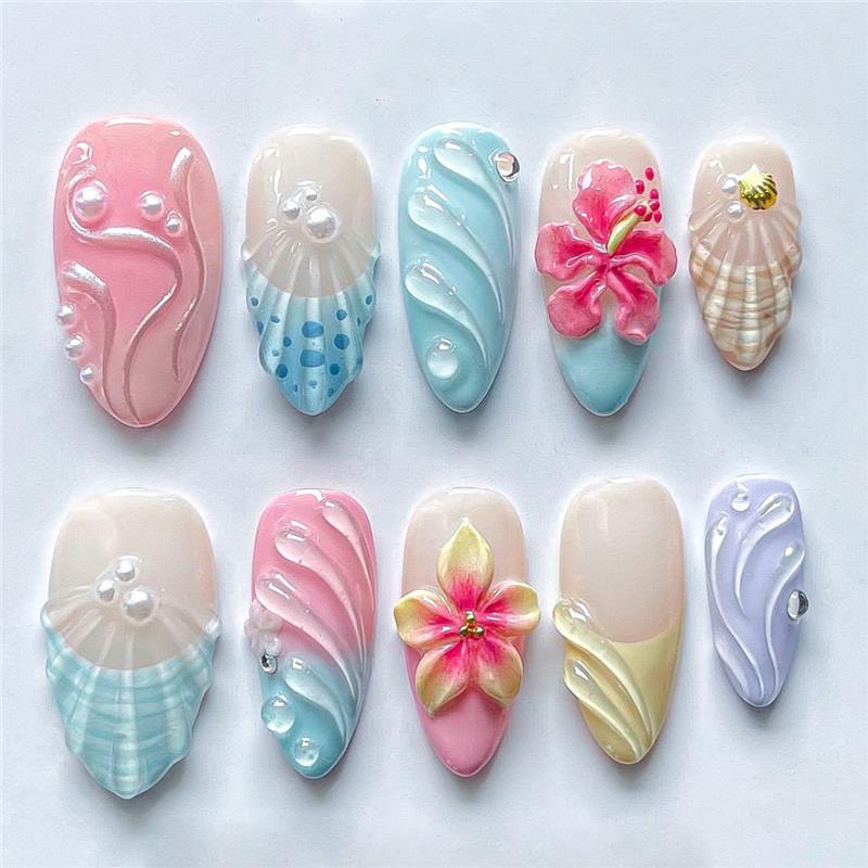 Artistic Sea-Inspired Shell Nail Art Set Acalora