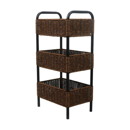 Multi-Tier Woven Storage Organizer with Metal Frame Acalora