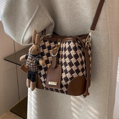 Stylish Checkered Bucket Bag Acalora