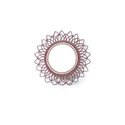 Wall mirror with elaborate macrame frame