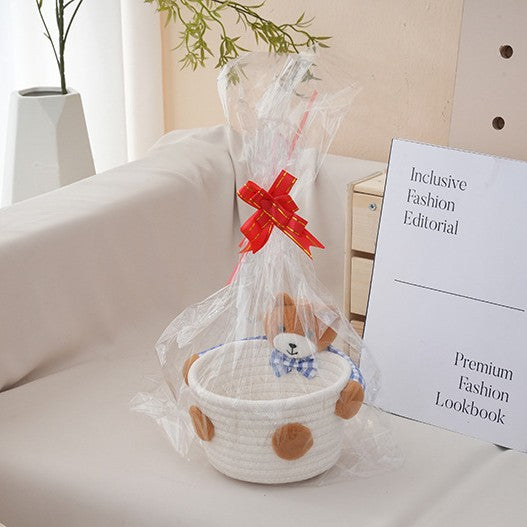 Cozy storage basket with bear motif Acalora