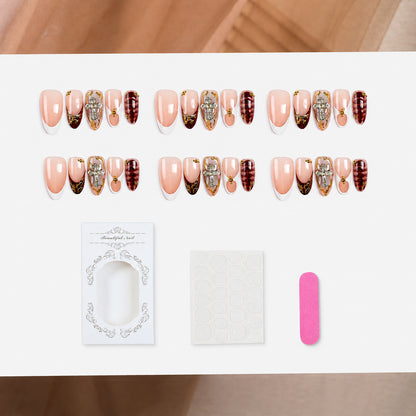 Premium Decorative Press-On Nail Art Set with Gold Accents Acalora