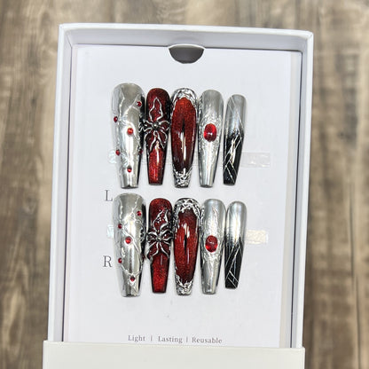 Decorative Floral Stiletto Press-On Nail Set Acalora