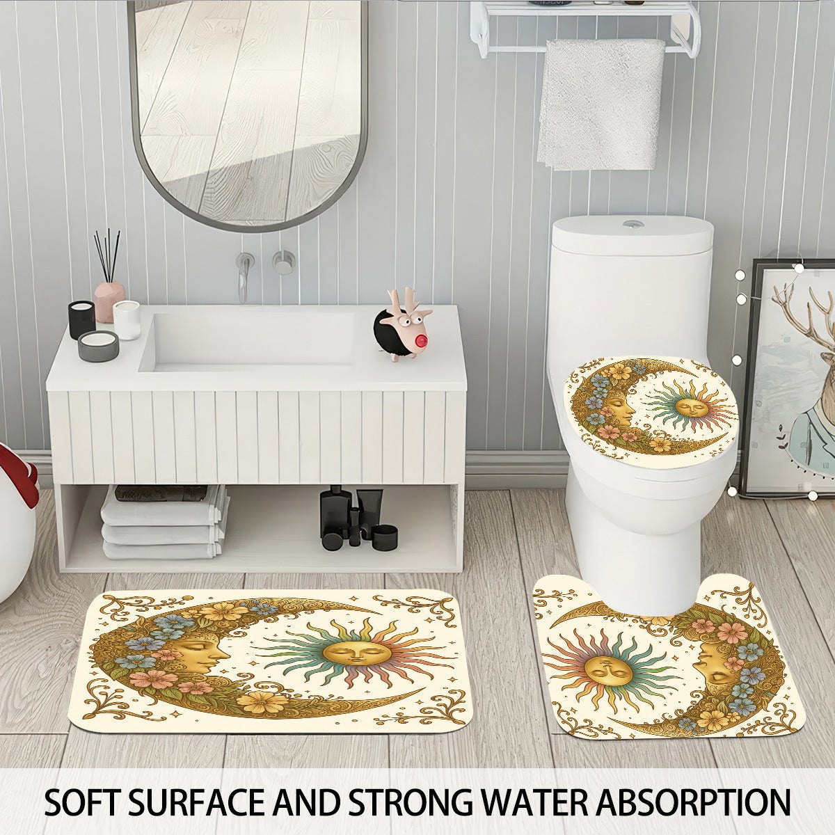 Celestial-Themed Four-Piece Bathroom Décor Set