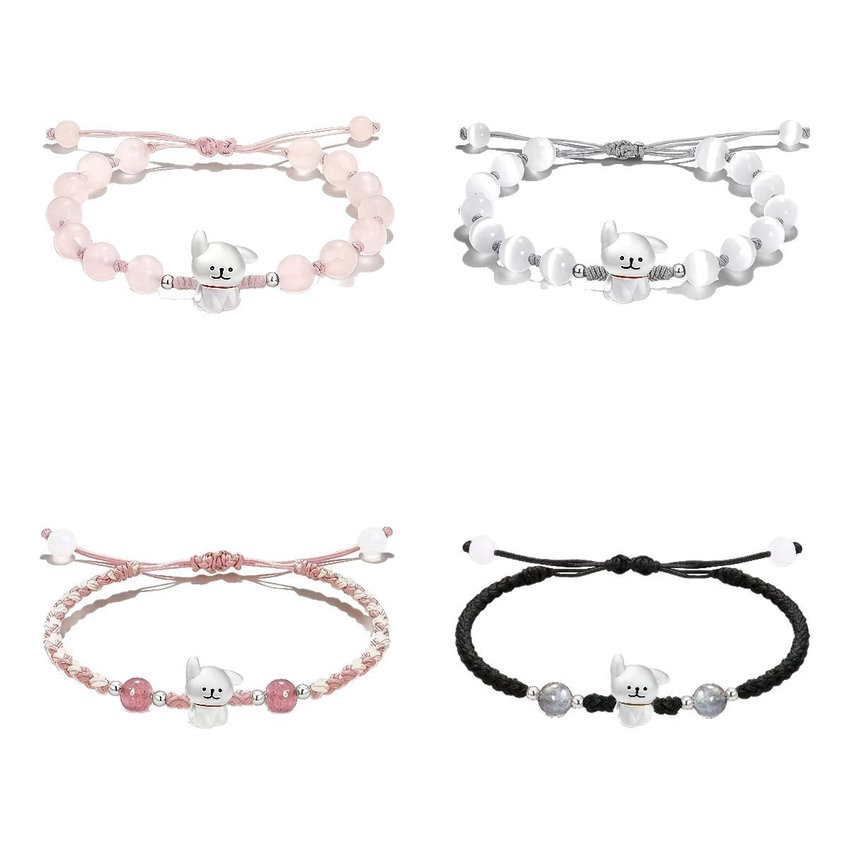 Playful Dog Charm Beaded Bracelet Acalora