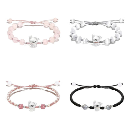 Playful Dog Charm Beaded Bracelet Acalora