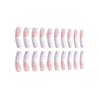 Elegant French Tip Press-On Nails with Bow Accents Acalora