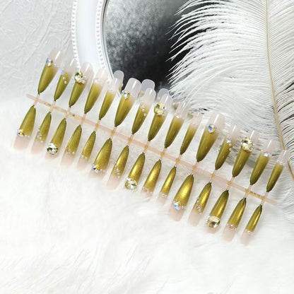 Artificial nail set with glamorous jewelry embellishments Acalora