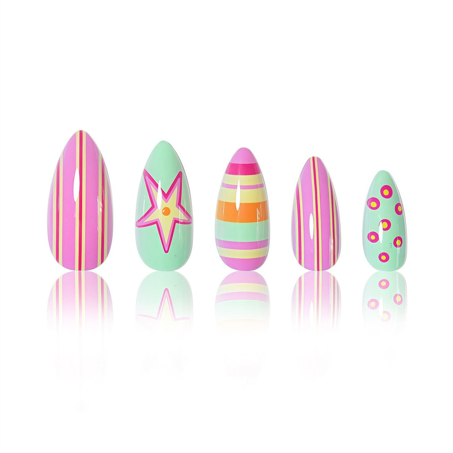 Vibrant Patterned Nail Art Extensions Acalora