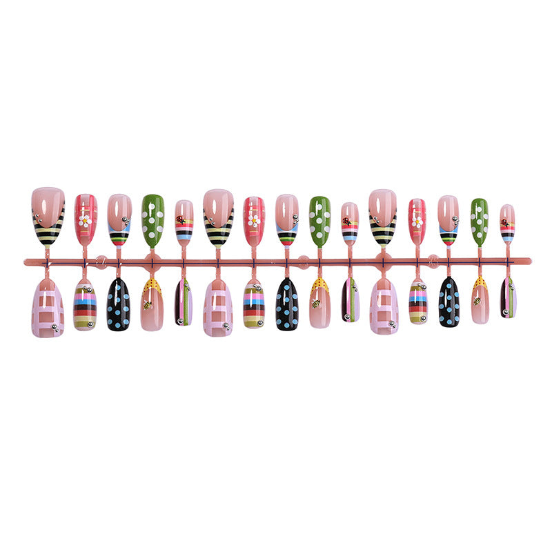Decorative Press-On Nail Set with Unique Designs Acalora