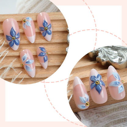 Press-On Nail Set with Floral Embellishments Acalora