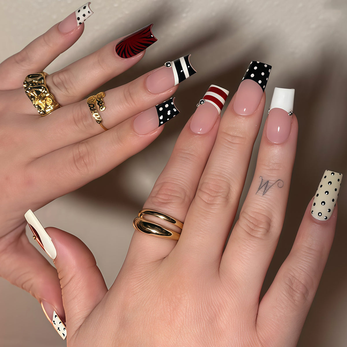 Decorative French Tip Nail Art Extensions Acalora