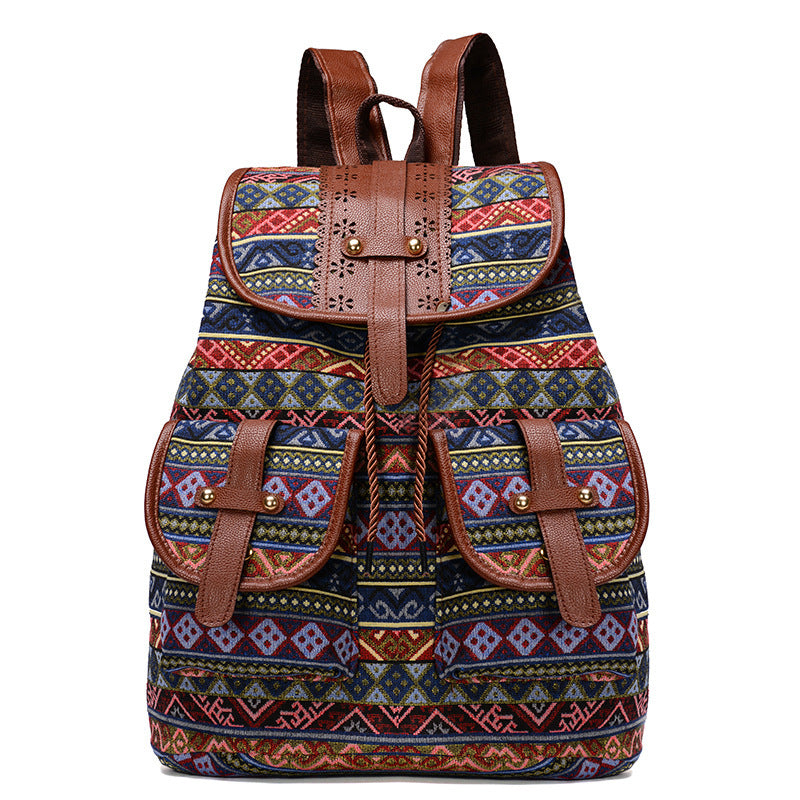 Bohemian Ethnic Print Backpack Acalora