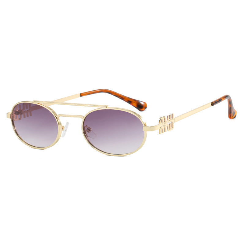 Women's elegant oval sunglasses with luxurious metal frame Karnz