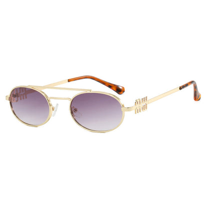 Women's elegant oval sunglasses with luxurious metal frame Karnz
