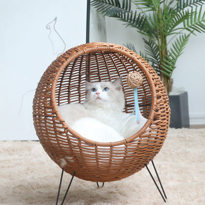 Cat Bed with Stylish Rattan Design Acalora