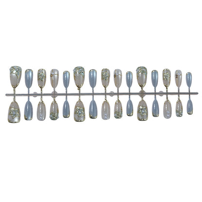 Elegant Floral Embellished Press-On Nail Set Acalora