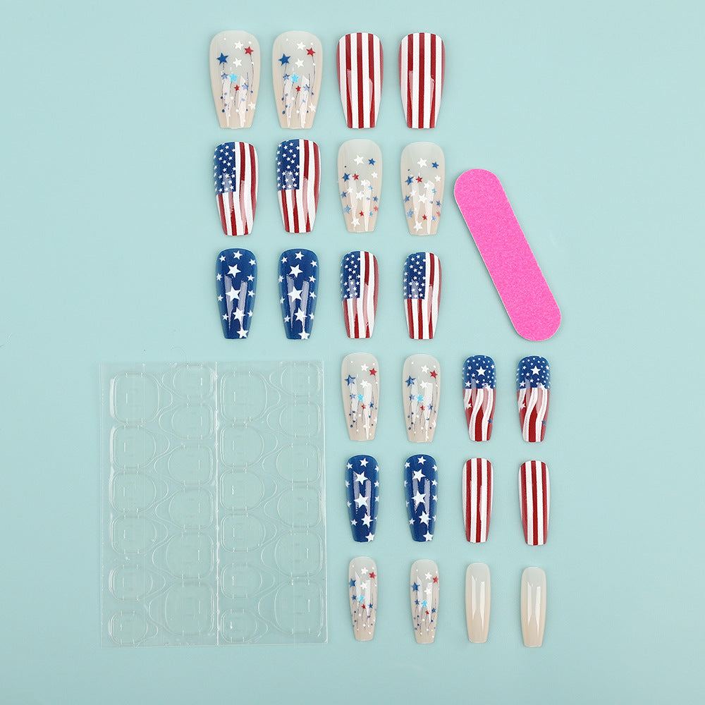 Patriotic design artificial nails Acalora