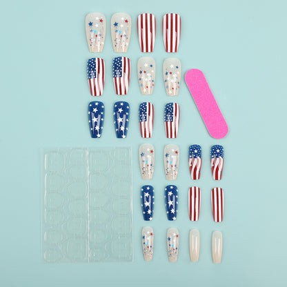 Patriotic design artificial nails Acalora