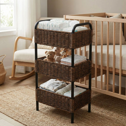 Multi-Tier Woven Bathroom Organizer Basket Acalora