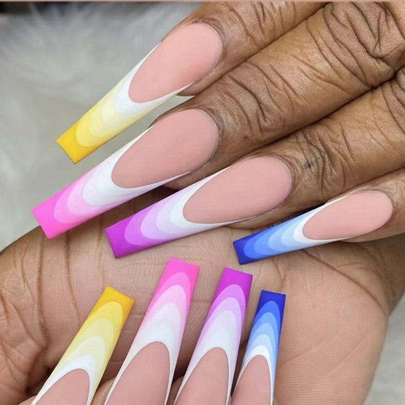 Artificial nails in luxurious ombre design with rhinestone accents Acalora
