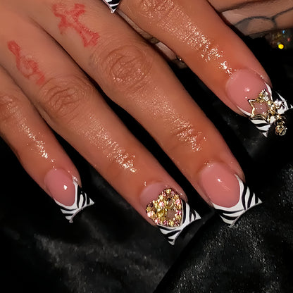 Stylish Rustic French Tip Press-On Nails Acalora