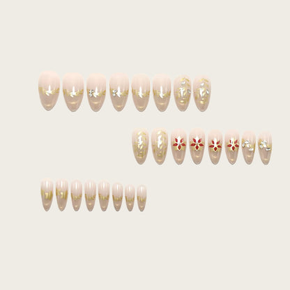 Artificial nails with elegant flower design and glitter accents Acalora