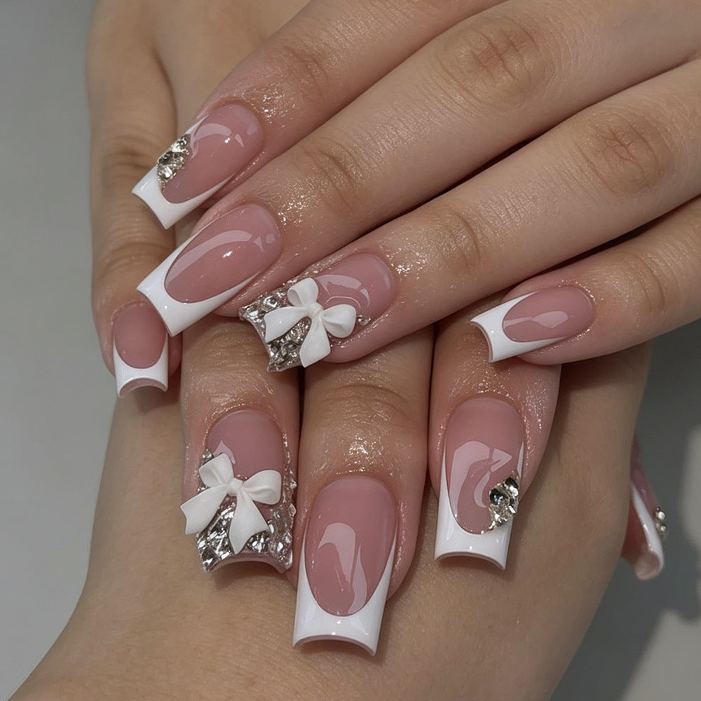 Elegant French Tip Nail Art Extensions Acalora