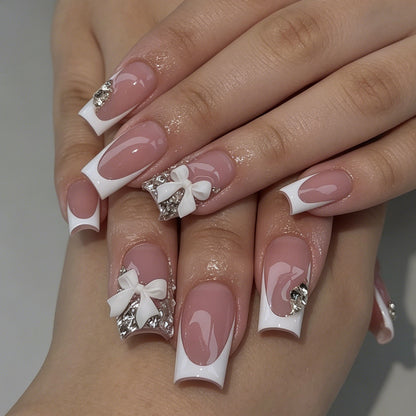 Elegant French Tip Nail Art Extensions Acalora