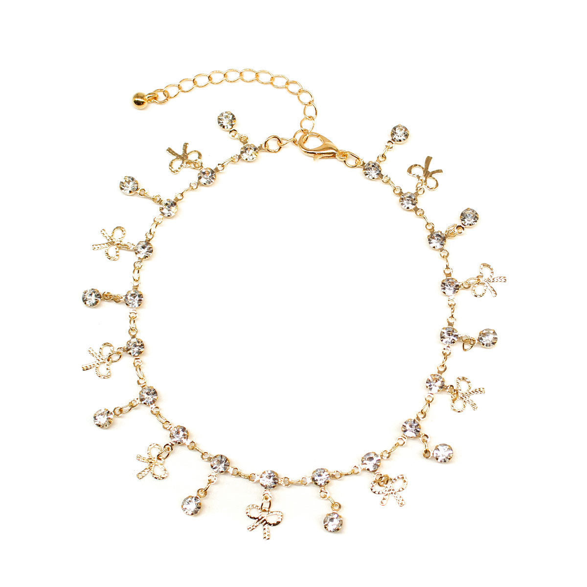 Delicate Crystal Charm Ankle Bracelet Acalora