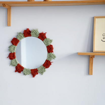 Wall mirror with decorative macrame frame