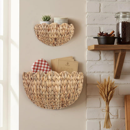 Handwoven decorative basket with wave pattern Acalora