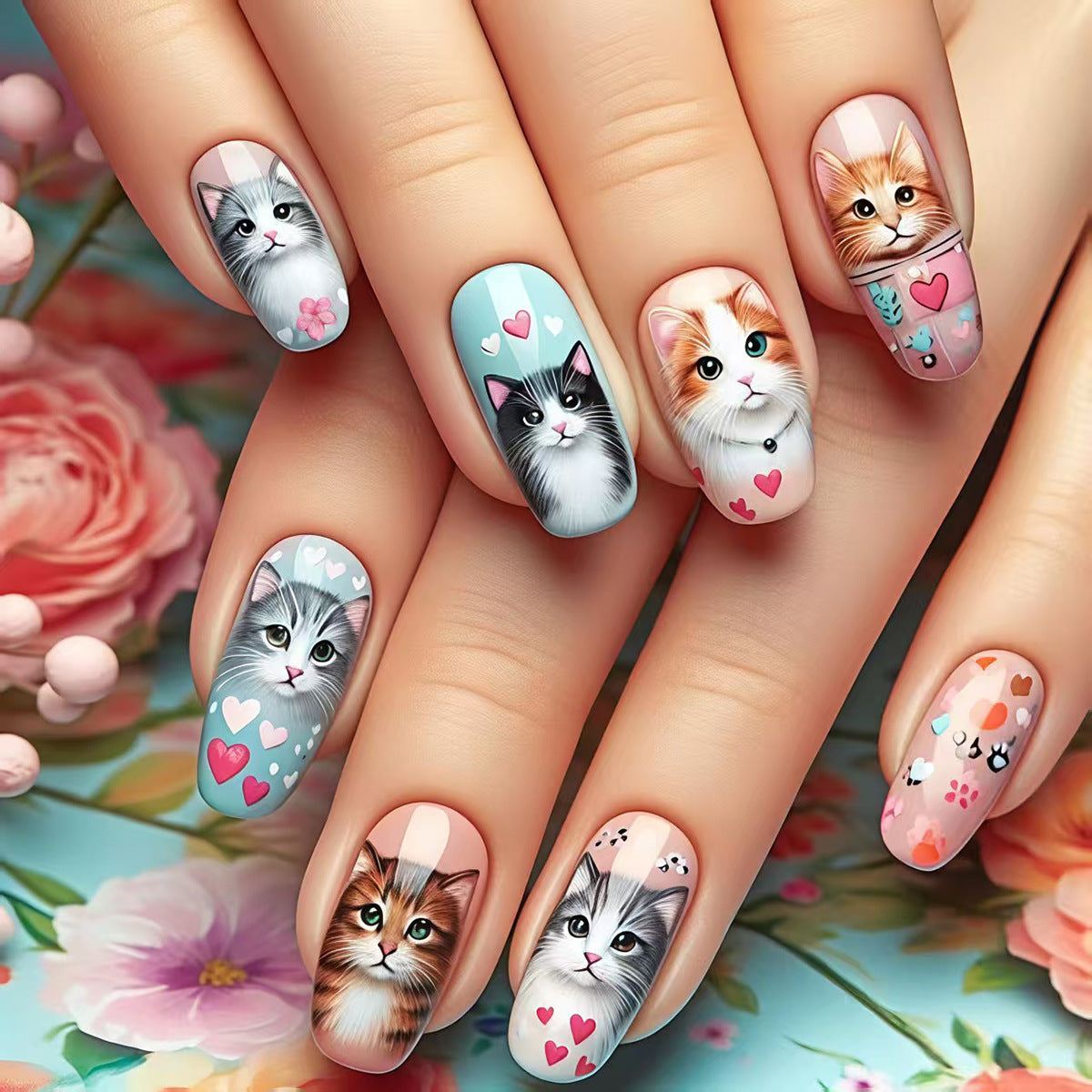 Cat-Themed 3D Nail Art Acalora