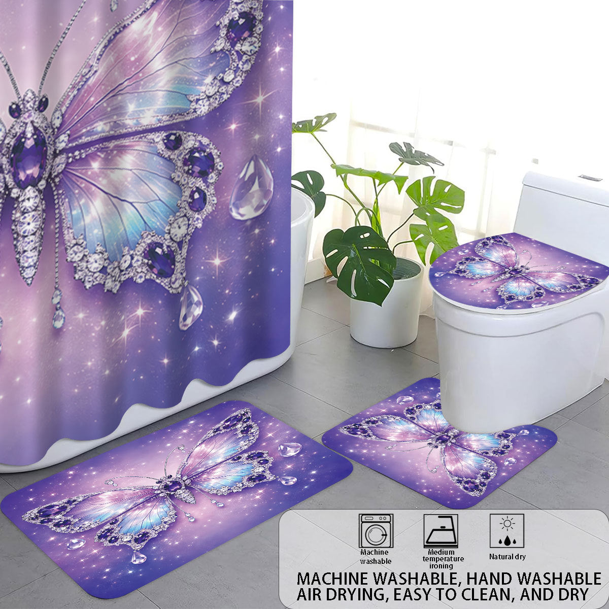 Bunny-Themed Digital Bathroom Decor Set