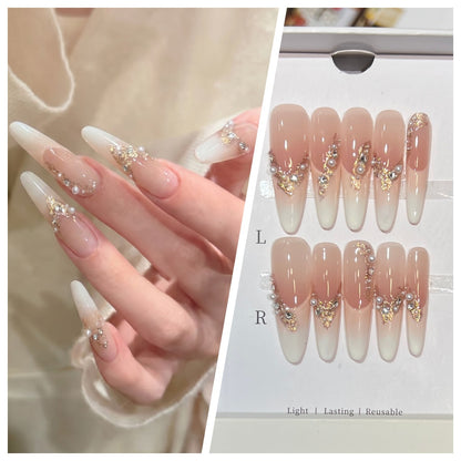 Artistic Stiletto Press-On Nail Set with Charming Patterns Acalora