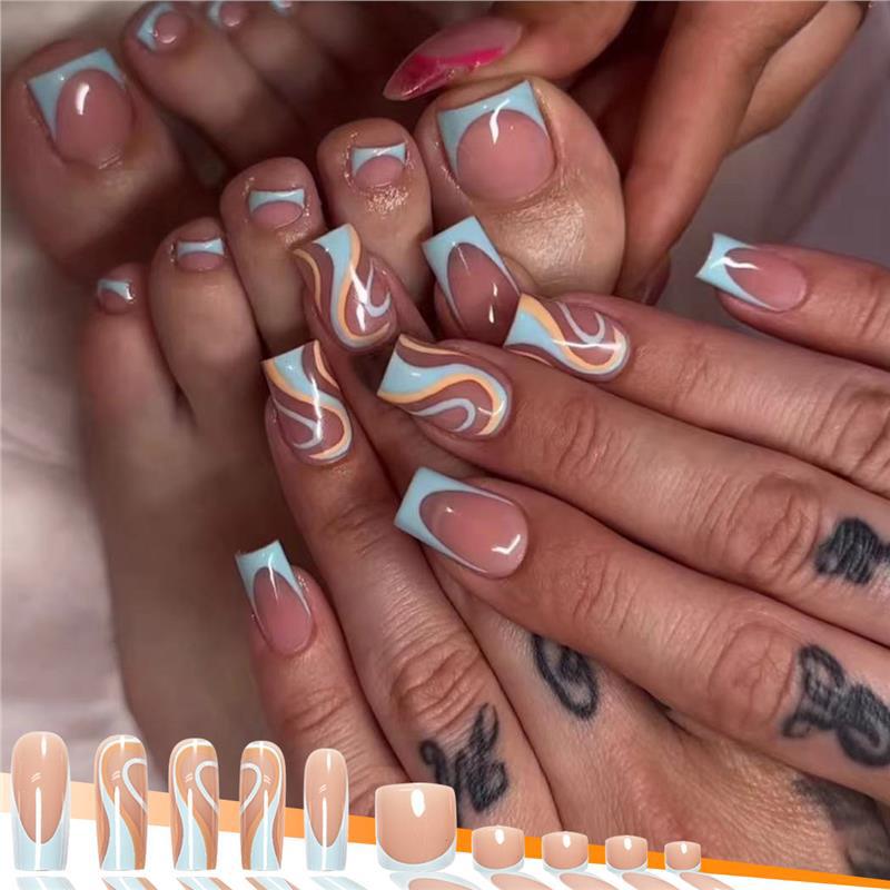 Artistic Swirl Design Press-On Nails Acalora