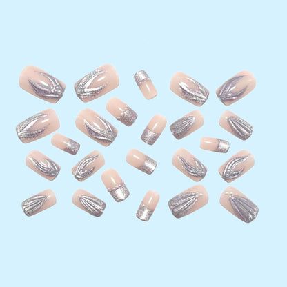 Artificial nails with elegant glitter and wave design Acalora